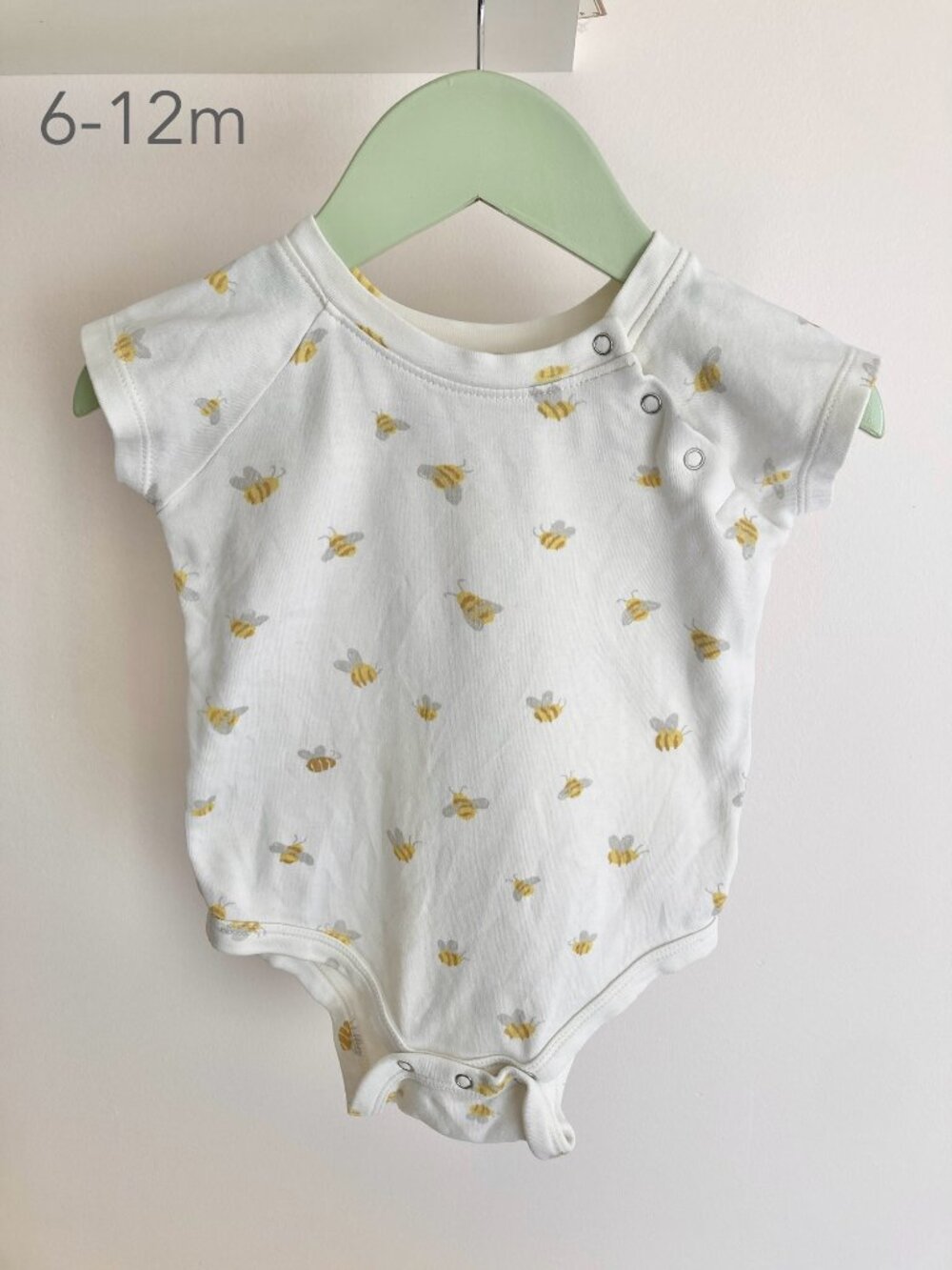 🪴5/$30 Pehr 6-12 Months Baby Bee White Short Sleeve Bodysuit Summer Beach Fall